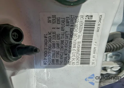 2019 Honda Civic Lx z USA, uszkodzony, nr VIN 2HGFC2F64KH604188